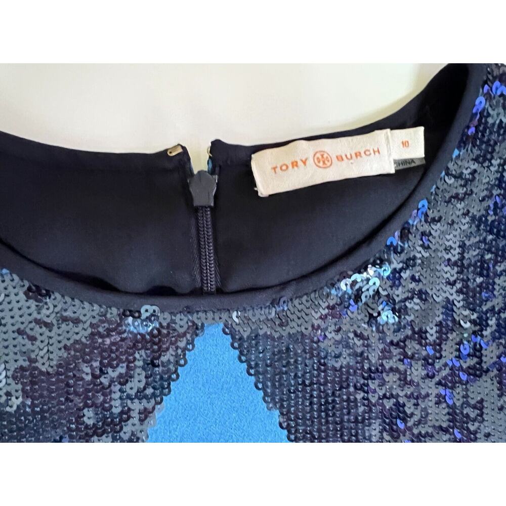 Tory Burch Lantilly Evening Blue Sequin Shift Tunic Dress Sz 10 NWT $795 - Picture 5 of 12